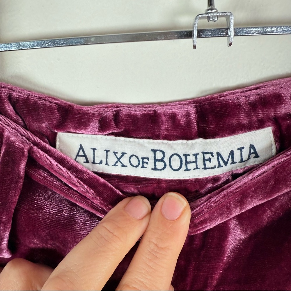 Alix of Bohemia Charlie Plum Velvet Wide-Leg Pants - Picture 7 of 11
